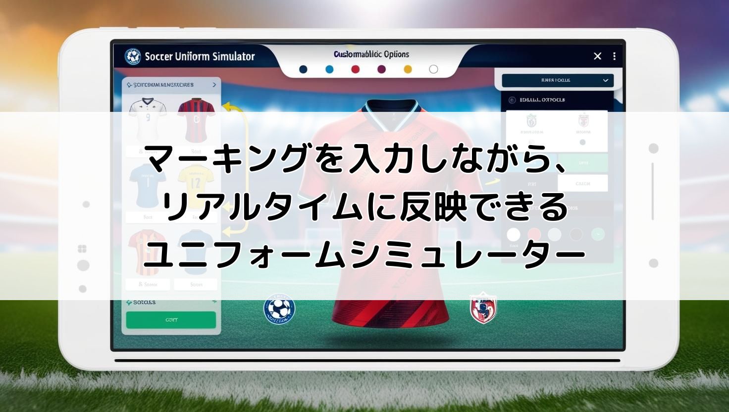 マーキングを入力しながら、リアルタイムに反映できるユニフォームシミュレーター